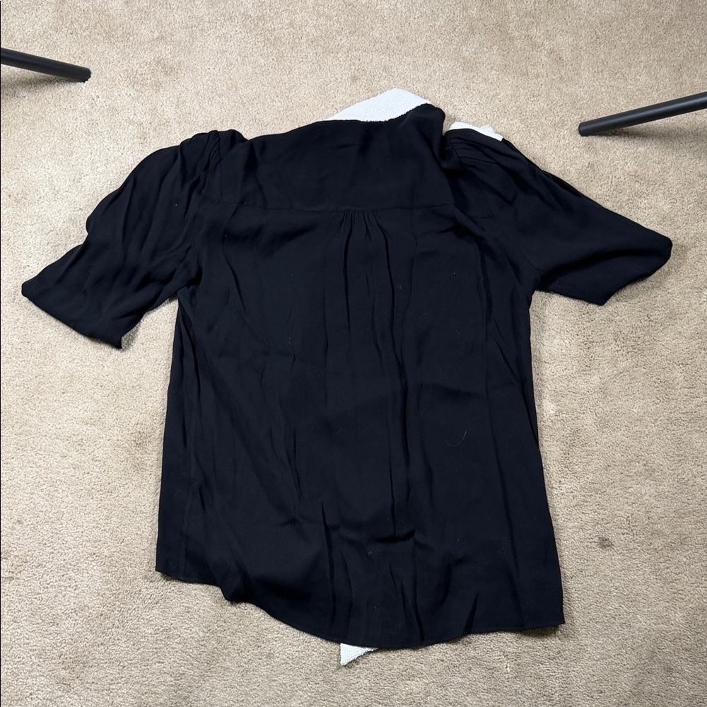 Rachel Zoe Black Blouse with White Trim - Picture 8 of 8
